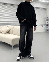 ラグランハイネックオーバーフィットスウェットシャツ/SI Raglan high neck overfit sweatshirt (2 colors)