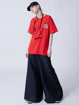 ハンバーガーTシャツ/[ENJOY YOUR MEAL] HAMBURGER 1/2 T-SHIRT_RED