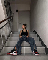 ワイドフィットスリットデニムパンツ/WIDE FIT SLIT MEDIUM BLUE DENIM PANTS [16634]