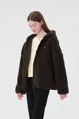 チェリーフリースフーディー付きジャンパー / CHERRY FLEECE HOODIE JUMPER [BROWN]