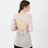 シースルーバックスリットロングスリーブニット / See-Throught Back Slit Long Sleeve Knit Beige
