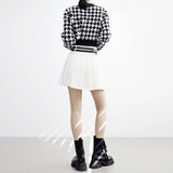 Monet Hound Checked Fur Jacket