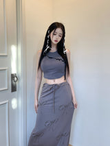 リボンマキシロングスカート/878. Ribbon maxy long sk (2color)