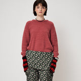 STRIPE MITTENS, RED+BROWN