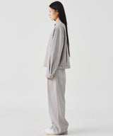 NO COLLAR CROPED JACKET (GRAY) / SET-UP