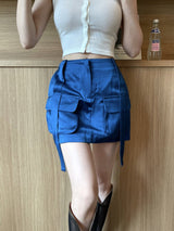 サテンカーゴストラップミニスカート / 952. Satin cargo strap mini sk (3color)