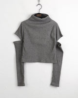 Nikun 起毛スリットポーラー T シャツ