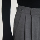 ツータックボタンワイドウールパンツ / Two-Tuck Button Wide Wool Pants (Charcoal)