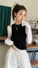 オレオ オープン ショルダー ニット トップ / Oreo open shoulder knit top
