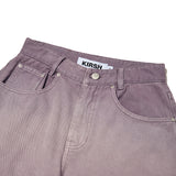 CHERRY GARMENT WASHING WIDE-FIT DENIM PANTS [PURPLE]