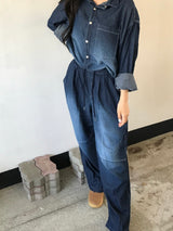 Deep ocean denim set up shirt