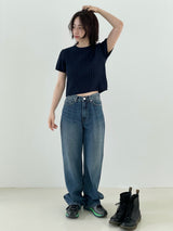 Twisted knitwear short-sleeved
