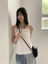 ルービヴィンテージレース刺繍ボタンリネンビスチェキャミソール / Roubi Vintage Lace Embroidered Button Linen Bustier Sleeveless