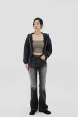 サンディンググレーブーツカットデニムパンツ/no.3015 Sanding Gray Bootcut Denim Pants
