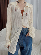 ロングダメージカーディガン / Long Damage Cardigan (3color)
