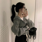 [BELLIDE MADE] ナチュラルフードハーフジップクロップニット