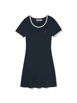SMALL CHERRY ROUND NECK DRESS [DARK NAVY]
