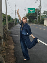 Deep ocean denim set up pants 