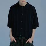パンチングニットカラーカーディガン/PUNCHING KNIT COLLAR CARDIGAN_NAVY