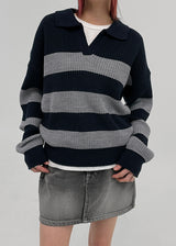 [MADE] Orenu Striped Collar Knit