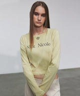 NICOLE ピンタック長袖クロップトップ