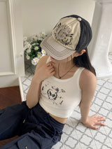 ウィティブハートヒッププリンティングクロップドタンクトップ / Witive Heart Hip Printing Cropped Sleeveless
