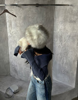 Gradient Off-Shoulder Zip-Up Knitwear