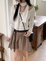 Reira unbalanced cotton mini skirt