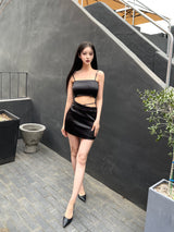 クイーンカードサテンジュエリーチューブトップ / 920. Queen card satin jewellery top (3color)