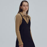 Embroidery collar knit top - Beige (6674922733686)