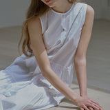 ボタンシャーリングロングドレス / Button shirring long dress