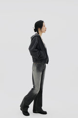 ピグメントフードジップアップ/Pigment hood zip-up (2color)