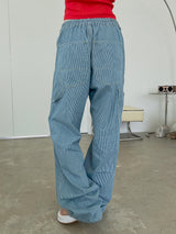 ストライプバンディングデニムパンツ/striped banding denim pants