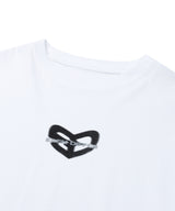 ブラーハートケープスリーブTシャツ　ホワイト