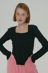  SOFT SQUARE NECK TOP / BLACK