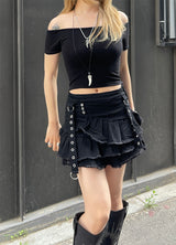 クロップドオフショルダーTシャツ / Cropped off-shoulder T-shirt