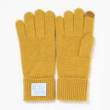 BUBBLE LABEL CASHMERE WOOL BLENDED GLOVES_MUSTARD