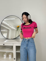 blur short sleeve cropped tee