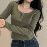 [Daily] スナップスパンデックスルーズフィット長袖Tシャツ