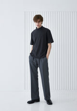 RIB MOCK NECK HALF T-SHIRT CHARCOAL (6566873530486)