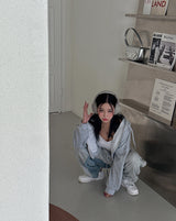 4color cropped napping hood zip-up