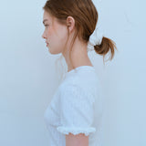 レースヘムハーフスリーブTシャツ / LACE HEM HALF SLEEVE TEE, WHITE