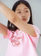 ピース＆ラブ クラブ Tシャツ / Peace&Love*Club Crop T-shirt (Pink)