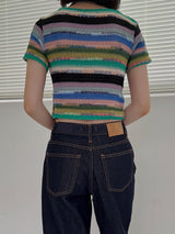 カラーショートスリーブカーディガン/Color short sleeve cardigan (2color)
