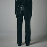 フローラインレザーパンツ / FLOW LINE LEATHER PANTS MEN (BLACK)