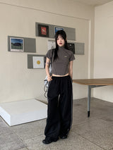 ラッピングスポーティーカットハーフジップアップ半袖Tシャツ