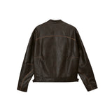 (UNISEX) ハンドビンテージウォッシングバイカージャケット