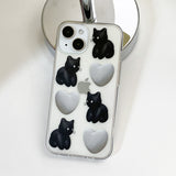 ハートキャットフォンケース / Heart cat phone case Black