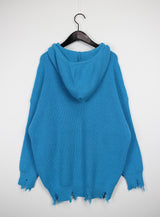 ダメージハーフジップアップフード/Damage Half Zip-Up Hood (3color)