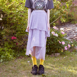 シフォンアンバランスフラワースカート / Chiffon Unbalanced Flower Skirt (2colors)